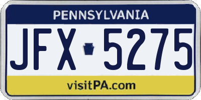 PA license plate JFX5275