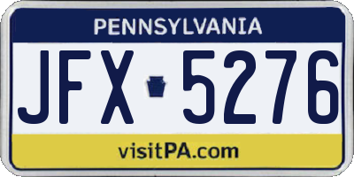 PA license plate JFX5276