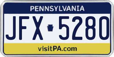 PA license plate JFX5280
