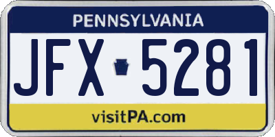PA license plate JFX5281