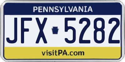 PA license plate JFX5282