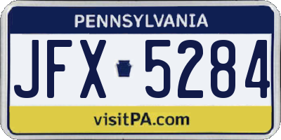 PA license plate JFX5284
