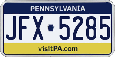 PA license plate JFX5285