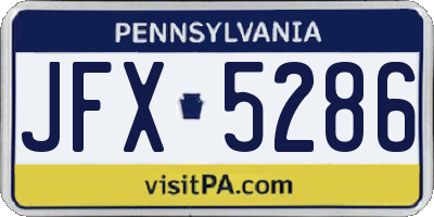 PA license plate JFX5286