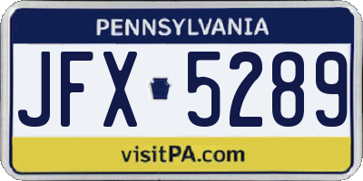PA license plate JFX5289
