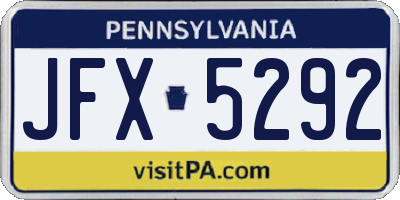 PA license plate JFX5292