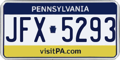 PA license plate JFX5293
