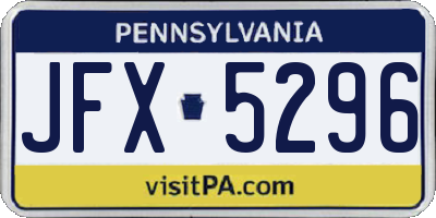 PA license plate JFX5296