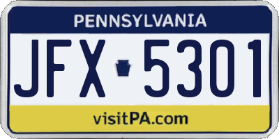 PA license plate JFX5301