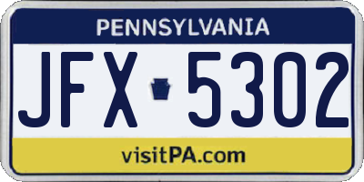 PA license plate JFX5302