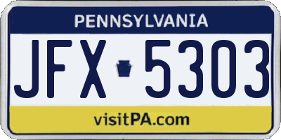 PA license plate JFX5303