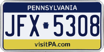PA license plate JFX5308