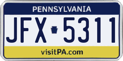 PA license plate JFX5311