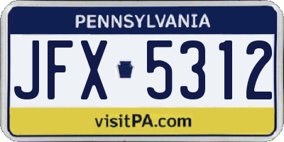 PA license plate JFX5312
