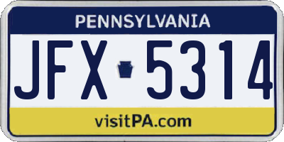 PA license plate JFX5314