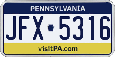 PA license plate JFX5316