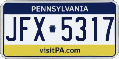 PA license plate JFX5317