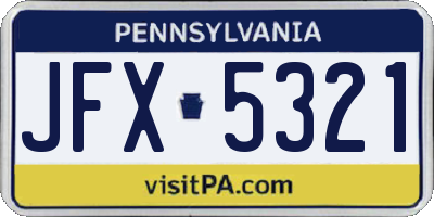 PA license plate JFX5321