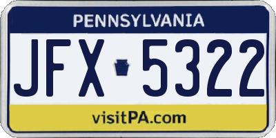 PA license plate JFX5322