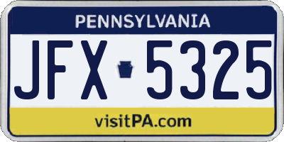 PA license plate JFX5325