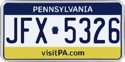 PA license plate JFX5326