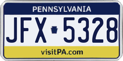 PA license plate JFX5328