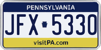 PA license plate JFX5330