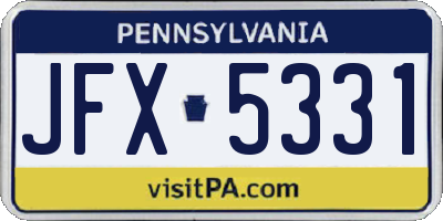 PA license plate JFX5331