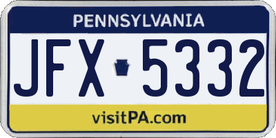 PA license plate JFX5332