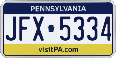 PA license plate JFX5334