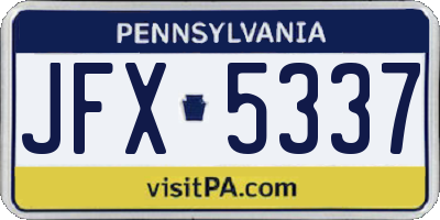 PA license plate JFX5337