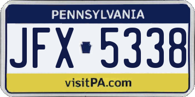 PA license plate JFX5338