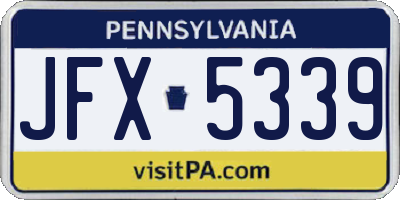 PA license plate JFX5339