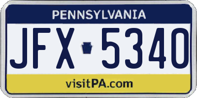 PA license plate JFX5340