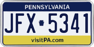 PA license plate JFX5341