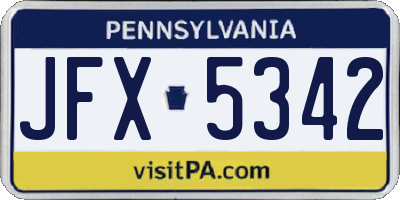 PA license plate JFX5342