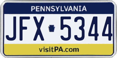 PA license plate JFX5344