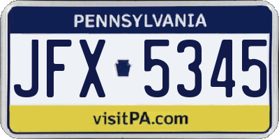 PA license plate JFX5345