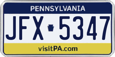 PA license plate JFX5347