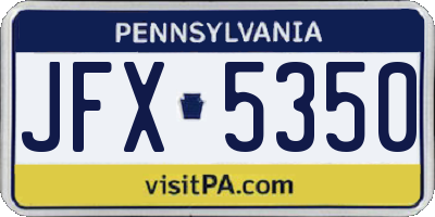 PA license plate JFX5350