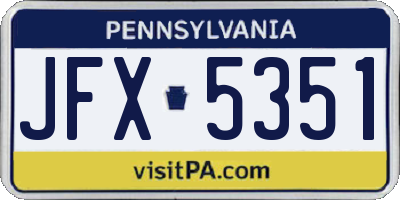 PA license plate JFX5351