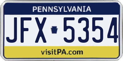 PA license plate JFX5354