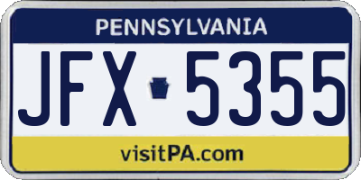 PA license plate JFX5355