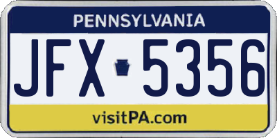 PA license plate JFX5356