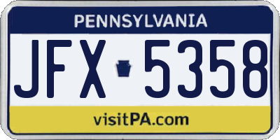 PA license plate JFX5358
