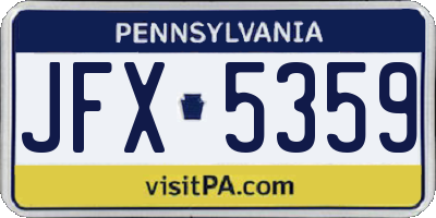 PA license plate JFX5359