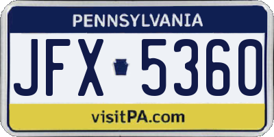 PA license plate JFX5360