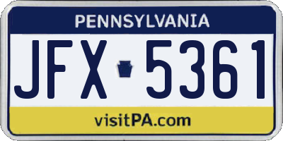 PA license plate JFX5361