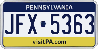 PA license plate JFX5363