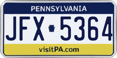PA license plate JFX5364